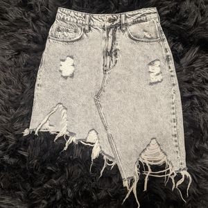Bershka Distressed Black Denim Skirt 🖤